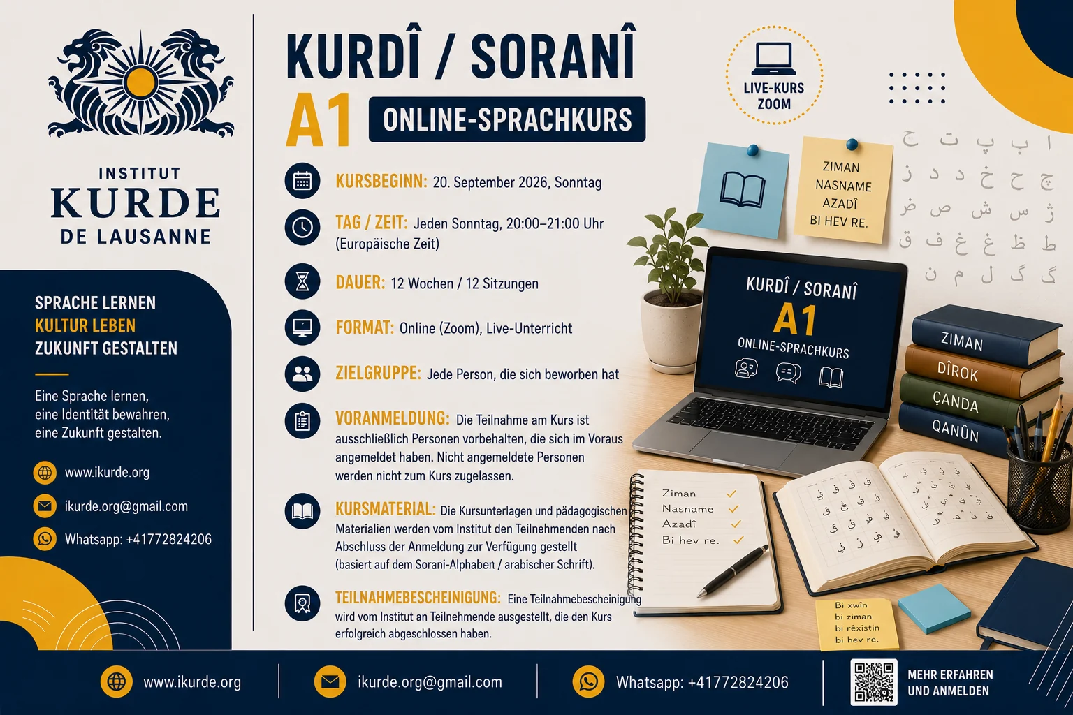 Kurdisch / Soranî A1 Online-Sprachkurs